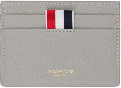 Thom Browne Gray Whale-appliqué Pebbled Card Holder In 055 Lt Grey