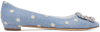 Manolo Blahnik Blue Hangisiflat Ballerina Flats In 942w/1012 Yemb/whit