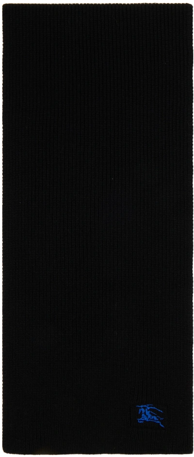 Burberry Black Ribbed Cashmere Scarf