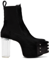 RICK OWENS BLACK GRILLED PLATFORMS 45 CHELSEA BOOTS