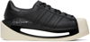 Y-3 Men's Black Leather Sneakers With Contrasting Toecap And Logo Detail In Black/black/cream Wh
