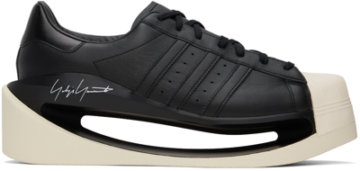 Y-3 Men's Black Leather Sneakers With Contrasting Toecap And Logo Detail