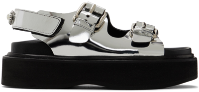 Simone Rocha Silver Pearl Daisy Platform Sandals In Silver/pearl