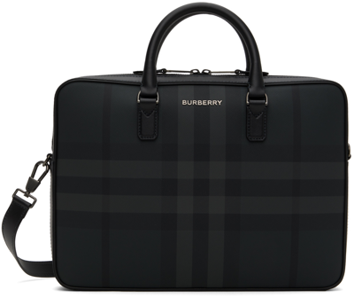 Burberry Grey Slim Ainsworth Faux-leather Briefcase In Black