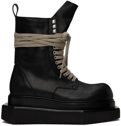 Rick Owens Black Laceup Turbo Cyclops Boots In 09 Black