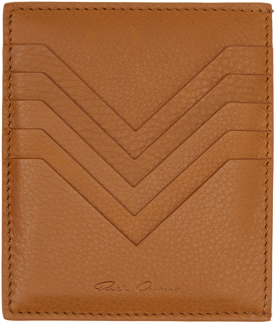 Rick Owens Tan Square Card Holder In 53 Clay