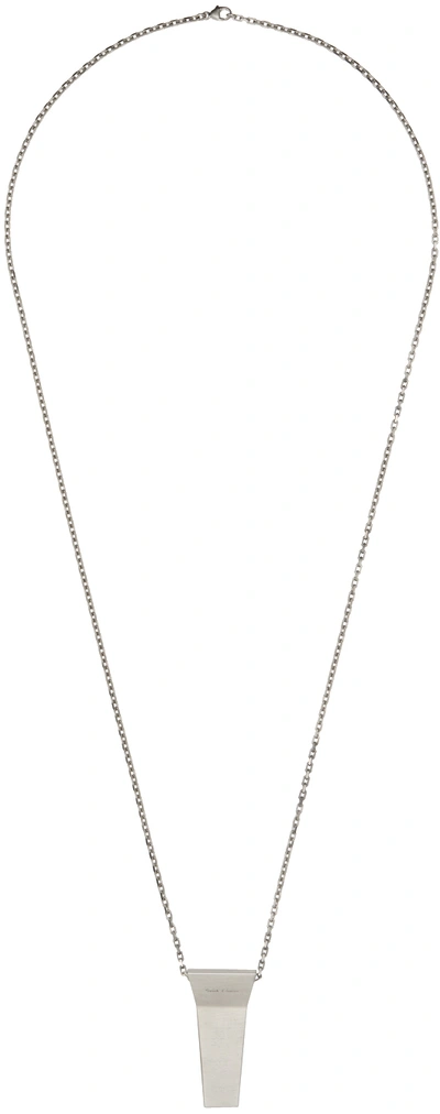 Rick Owens Silver Trunk Charm Necklace In 128 Palladio
