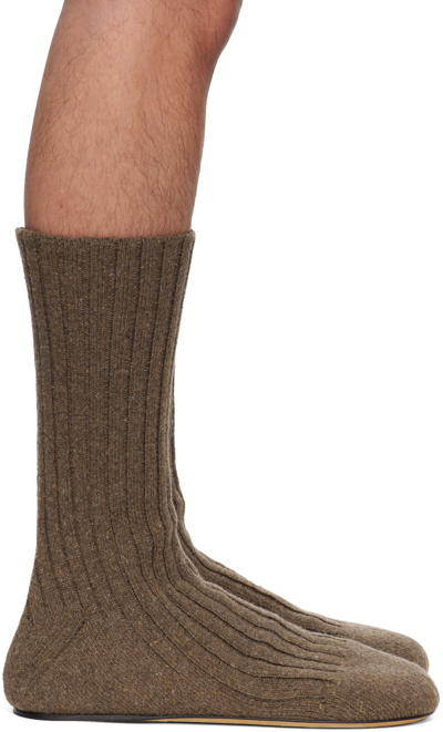 Bottega Veneta Domenica Wool Blend Knit Sock Boots In Straw