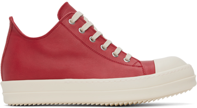 Rick Owens Red Low Sneaks Trainers In 311 Cardinal Red/mil