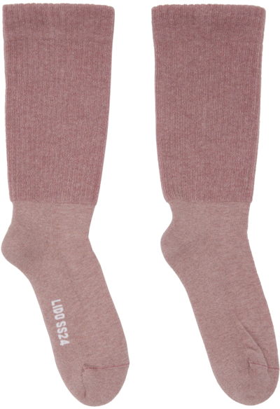 Rick Owens Pink Mid Calf Socks In 6311 Dusty Pink/milk