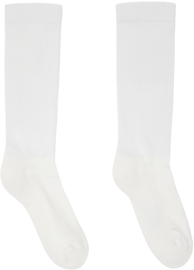 Rick Owens Drkshdw White 'lido' Socks In 119 Milk/black