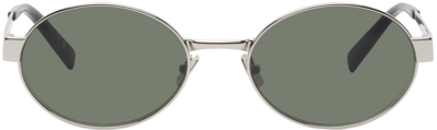 Saint Laurent Silver Sl 692 Sunglasses In Green