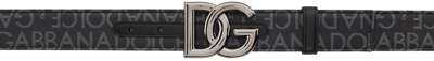 Dolce & Gabbana Gray & Black 'dg' Belt In Nero/grigio