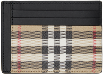 Burberry Beige Check Money Clip Card Holder In Archive Beige