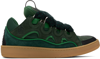 LANVIN SSENSE EXCLUSIVE GREEN LEATHER CURB SNEAKERS