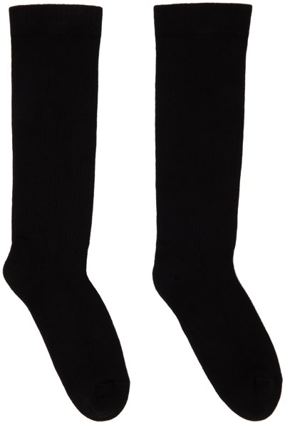 Rick Owens Drkshdw Black 'lido' Socks In 911 Black/milk/milk