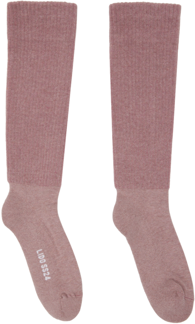 Rick Owens Pink Knee High Socks In 6311 Dusty Pink/milk