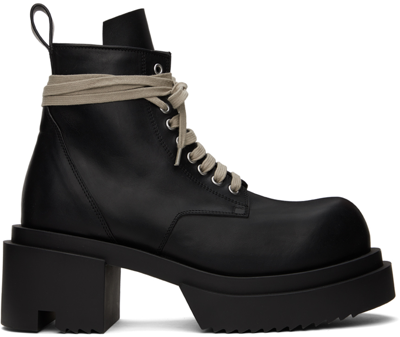 Rick Owens Beatle Bogun Leather Platform Boots In Black