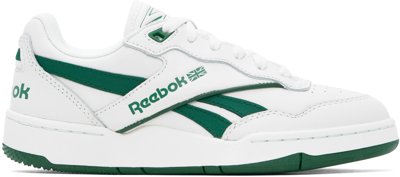 Reebok White & Green Bb 4000 Ii Trainers In Purgry/drkgrn/purgry