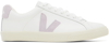 Veja Esplar Leather Sneakers In Extra White/parme
