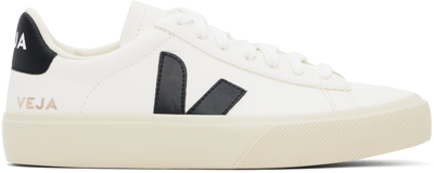 Veja White Campo Chromefree Leather Sneakers In Extra White/black