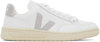 Veja Extra White Parme Magenta Leather V-12 Sneakers In Extra White/grey