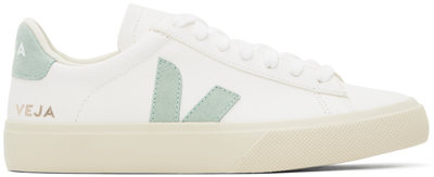 Veja White Campo Chromefree Leather Sneakers In Extra White/matcha