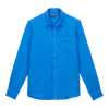 Vilebrequin Men's Caroubis Solid Linen Sport Shirt In Blue