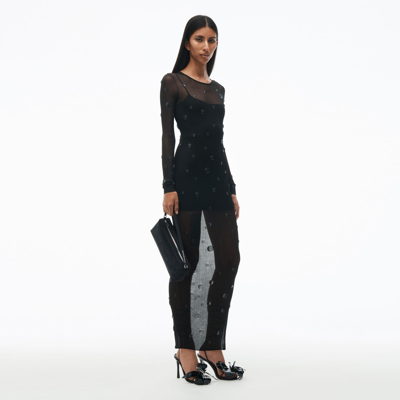 Alexander Wang Crew Neck Dress With Engineered Trapped Gems In Black