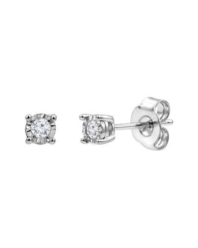 Lab Grown Diamonds Silver 0.10 Ct. Tw. Lab Grown Diamond Earrings In Neutral