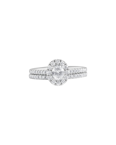 Lab Grown Diamonds 14k 1.00 Ct. Tw. Lab Grown Diamond Halo Ring In Metallic