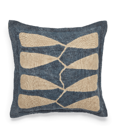 Oka Dera Leaf Cushion Cover - Blue/natural