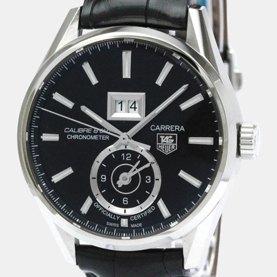 Pre-owned Tag Heuer Black Stainless Steel Carrera War5010 Automatic Men's Wristwatch 41 Mm
