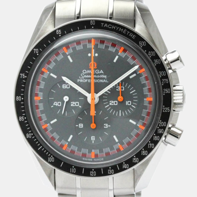 Pre-owned Omega Grey Stainless Steel Speedmaster 3570.40 Manual Winding Men's Wristwatch 42 Mm
