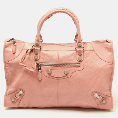 Pre-owned Balenciaga Rose Peche Leather Rsh Work Tote In Pink