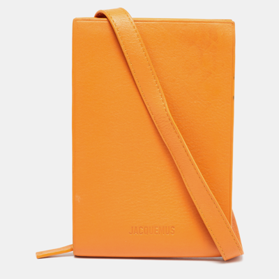 Pre-owned Jacquemus Orange Leather Le Gadju Neck Wallet