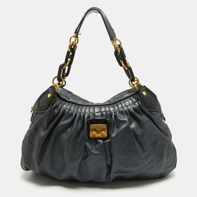 Pre-owned Marc By Marc Jacobs Metallic Grey Leather Hobo