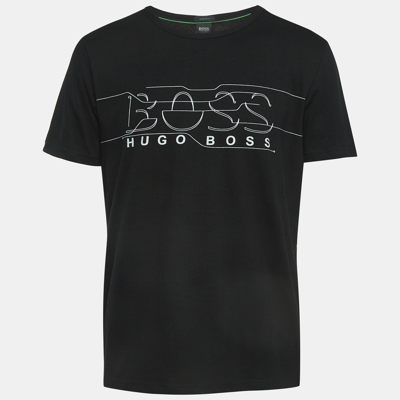Pre-owned Boss By Hugo Boss Black Logo Print Cotton Short Sleeve T-shirt Xl
