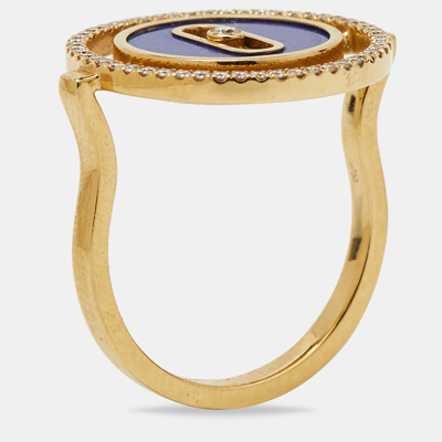 Pre-owned Messika Lucky Move Lapis Lazuli Diamond 18k Yellow Gold Sm Ring Size 50