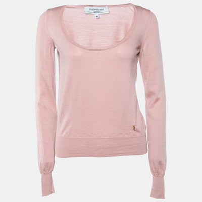 Pre-owned Saint Laurent Pink Wool Cropped Sweater M