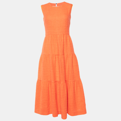 Pre-owned Roksanda Ilincic Orange Cotton Tweed Sleeveless Long Dress S