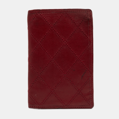Pre-owned Chanel Red Quilted Leather Vintage Bifold Card Holder