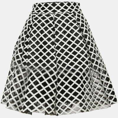 Pre-owned Maje Black/white Mesh Pleated Mini Skirt S