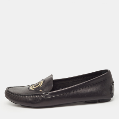 Pre-owned Dior Black Leather Slip On Loafers Size 38