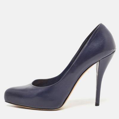 Pre-owned Dior Navy Blue Leather Pumps Size 39