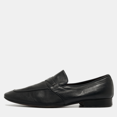 Pre-owned Valentino Garavani Black Leather Slip On Loafers Size 45