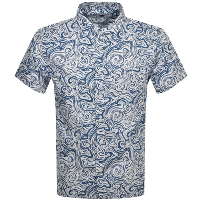 Pretty Green Marble Short Sleeve Shirt Blue In Gray