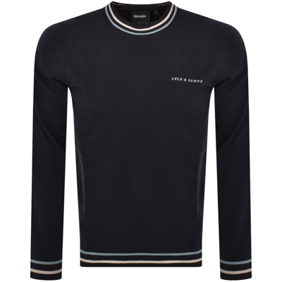 Lyle & Scott Lyle And Scott Tipped Crew Neck Jumper Navy In Black