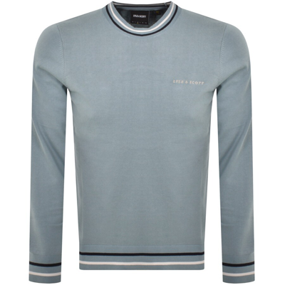 Lyle & Scott Lyle And Scott Tipped Crew Neck Jumper Blue In Grey