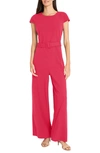 MAGGY LONDON MAGGY LONDON CAP SLEEVE BELTED JUMPSUIT